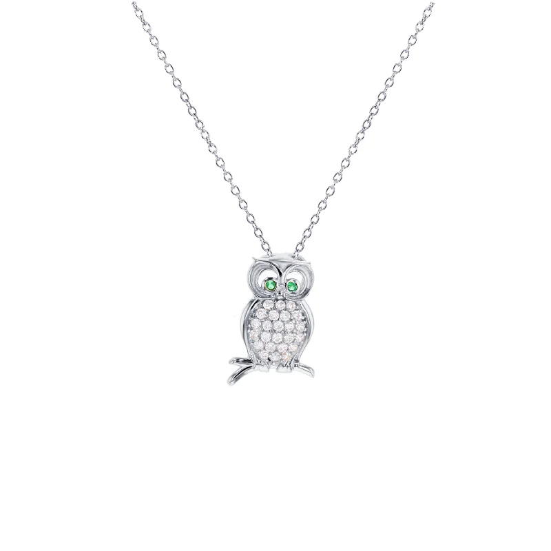 pearl chain necklaces for women -Owl Necklace (Silver)