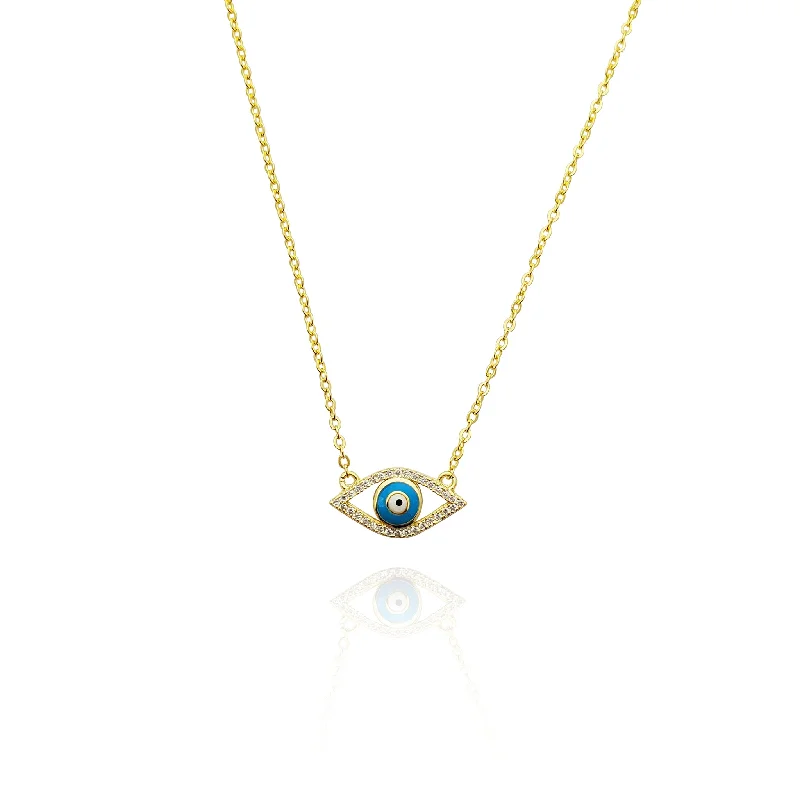 antique necklaces for women -Evil Eye CZ Necklace (Silver)