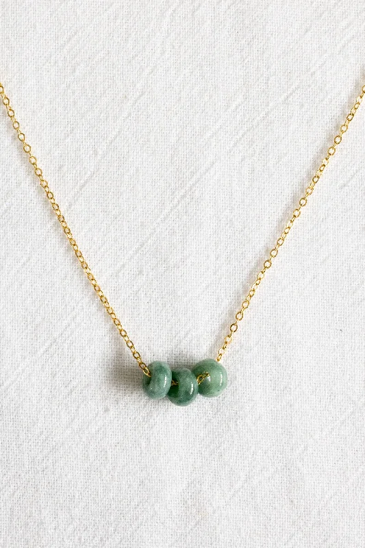 gold plated necklaces for women -Triple Donut Jade Plain Necklace