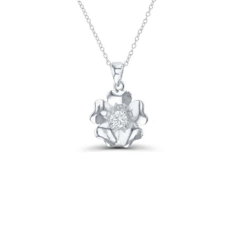 short necklaces for women -Flower Necklace (Silver)