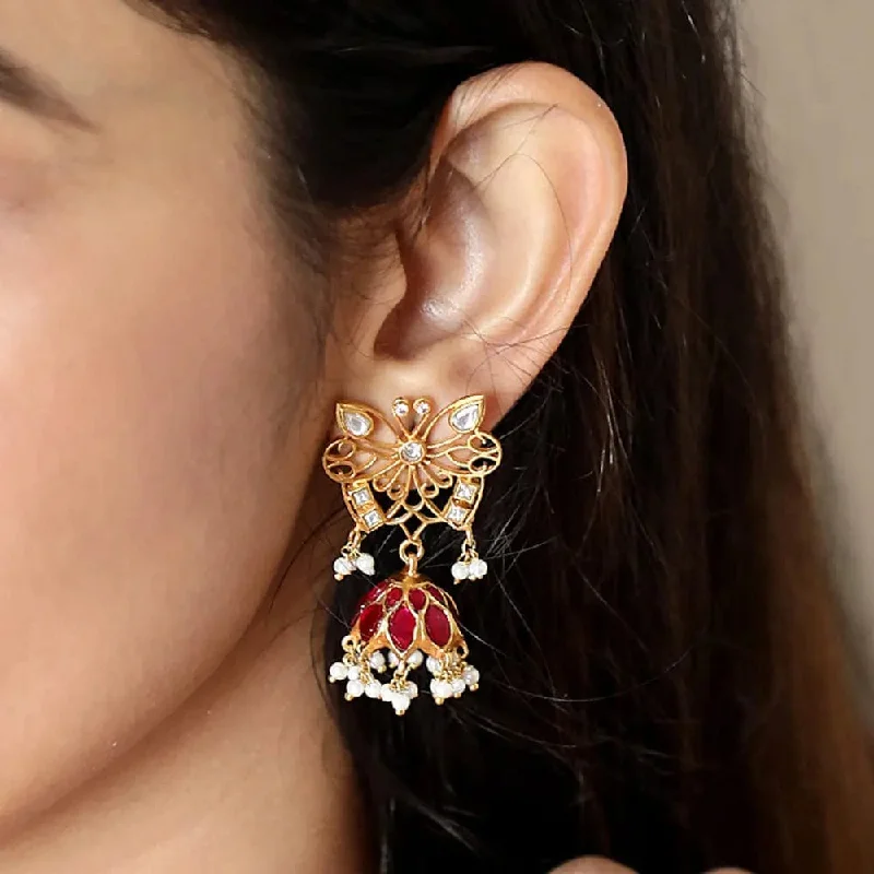 gold hoop earrings for women -Silver Butterfly Jhumka