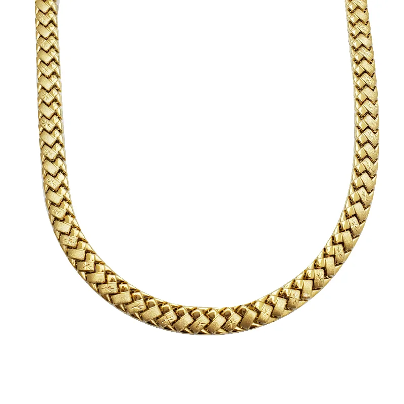 chunky gold necklaces for women -Fancy M-Link Necklace (14K)