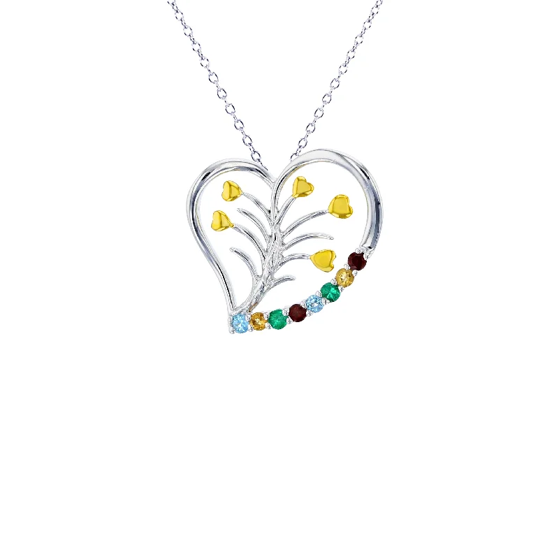 fashion statement necklaces for women -Multicolor Heart Necklace (Silver)