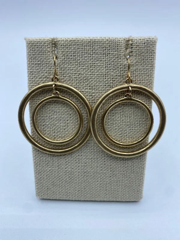 gemstone earrings for women -Brushed Gold Triple Hoops Earrings