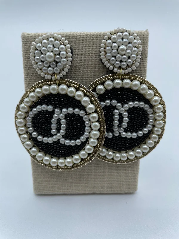 diamond earrings for women -Black Bead and Pearl Earrings