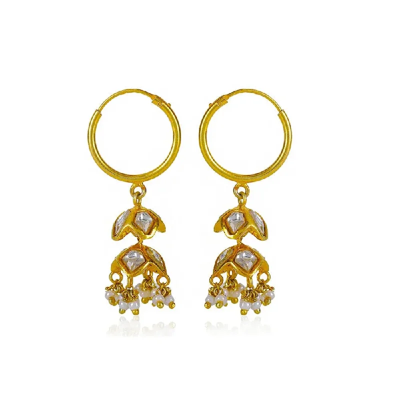 clip-on earrings for women -92.5 Silver Gold Plated Jhumka