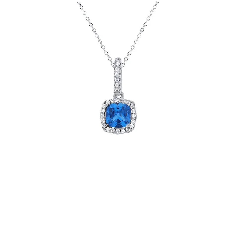 antique necklaces for women -Blue Cushion Necklace (Silver)