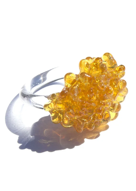 band rings for women -Glass Cluster Ring - Sunshine Yellow