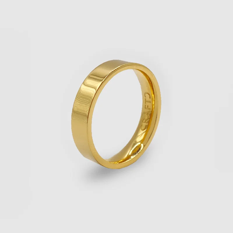 vintage-inspired rings for women -Flat Band Ring (Gold) 5mm