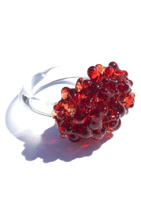 layered rings for women -Glass Cluster Ring - Pomegranate