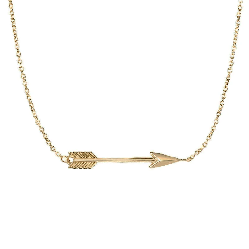 layered necklaces for women -Arrow Horizontal Necklace (14K)