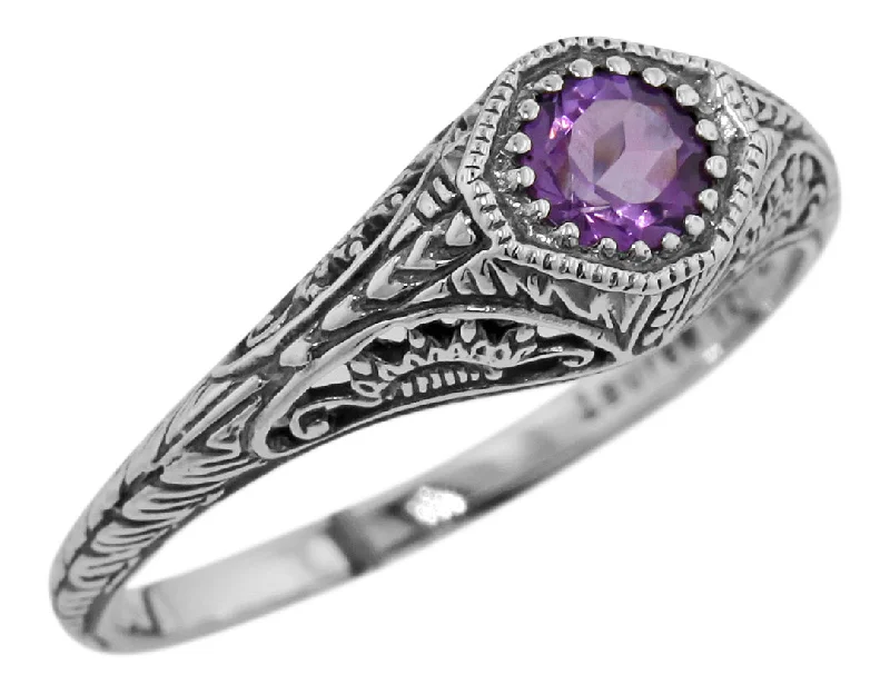 eternity band rings for women -Vintage Inspired Amethyst Ring