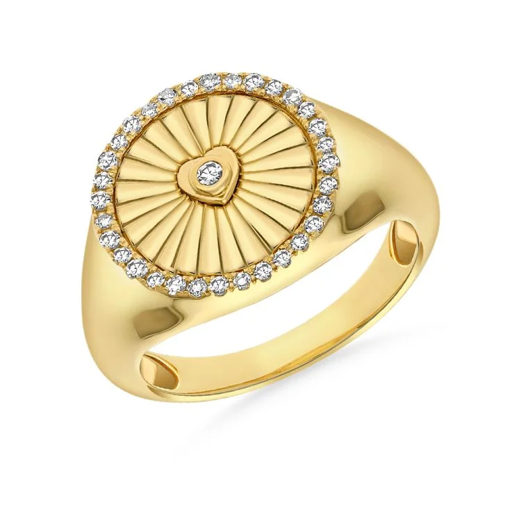 stacked rings for women -Heart Fluted Signet Ring