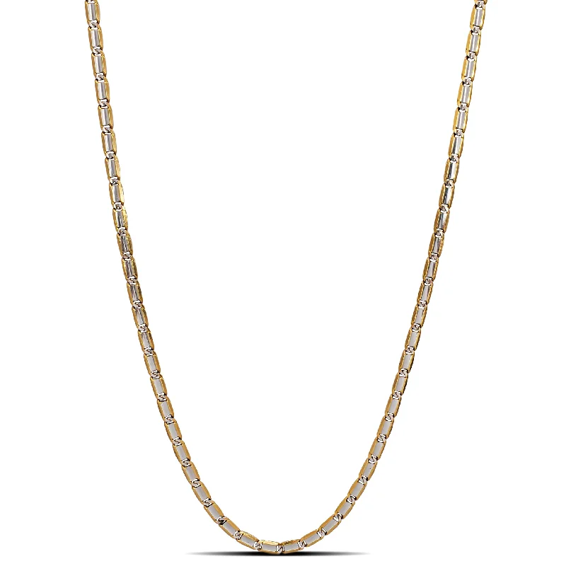 solitaire necklaces for women -Solid Two-Tone Flat Mariner Chain Necklace (14K)