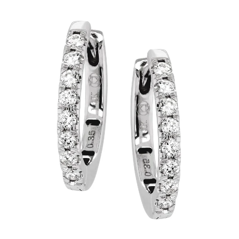 geometric earrings for women -CLASSIC WHITE GOLD DIAMOND HOOP EARRINGS, .35 CT TW