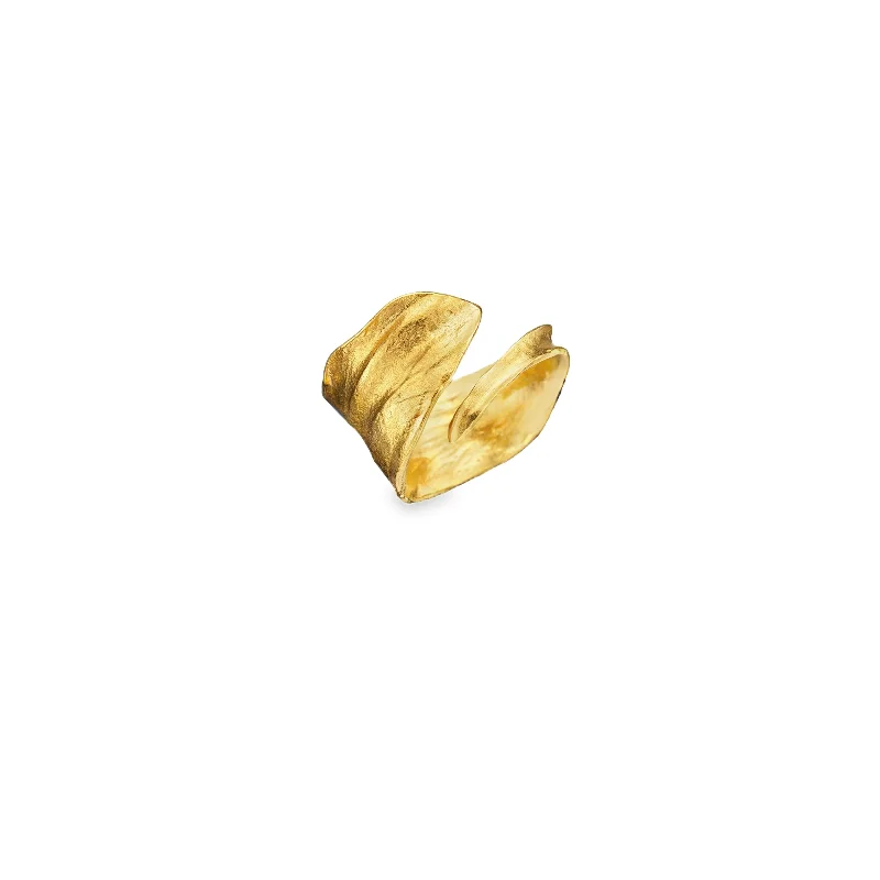 large statement rings for women -Gold Iris Petal Ring