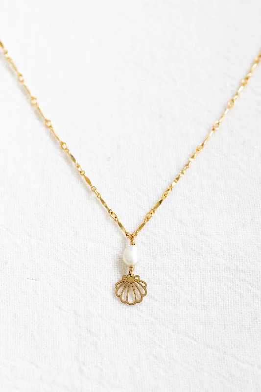 rose gold pendant necklaces for women -Shell Keshi Nugget Jay Necklace