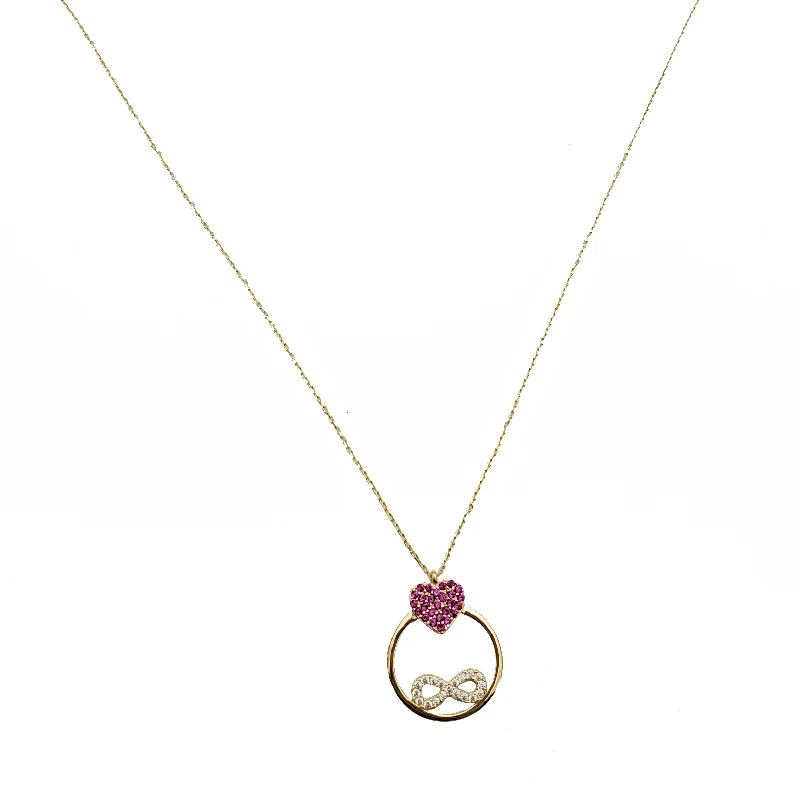 layering necklaces for women -Infinity & Heart Fancy Necklace (14K)