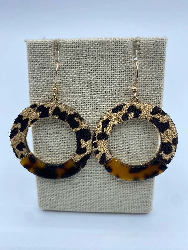 gold earrings for women -Acrylic and Wooden Animal Print Earrings