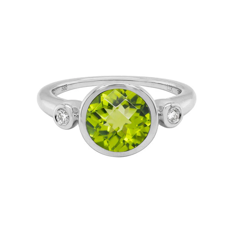 oval diamond rings for women -Bezel Set Peridot Ring