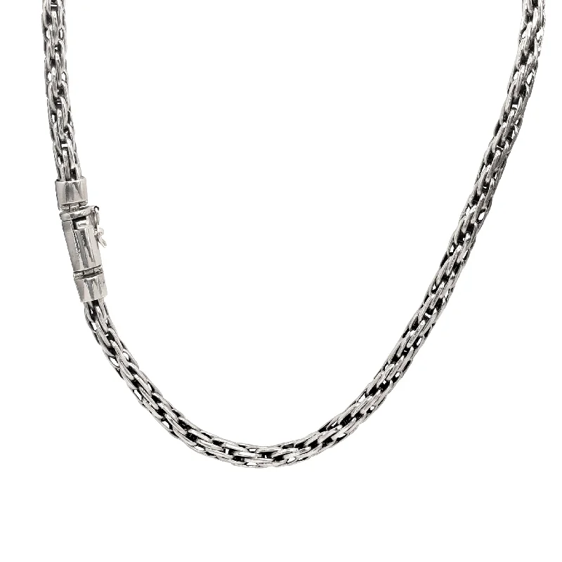 beaded necklaces for women -Antique Finish Wheat Chain Necklace (Silver)