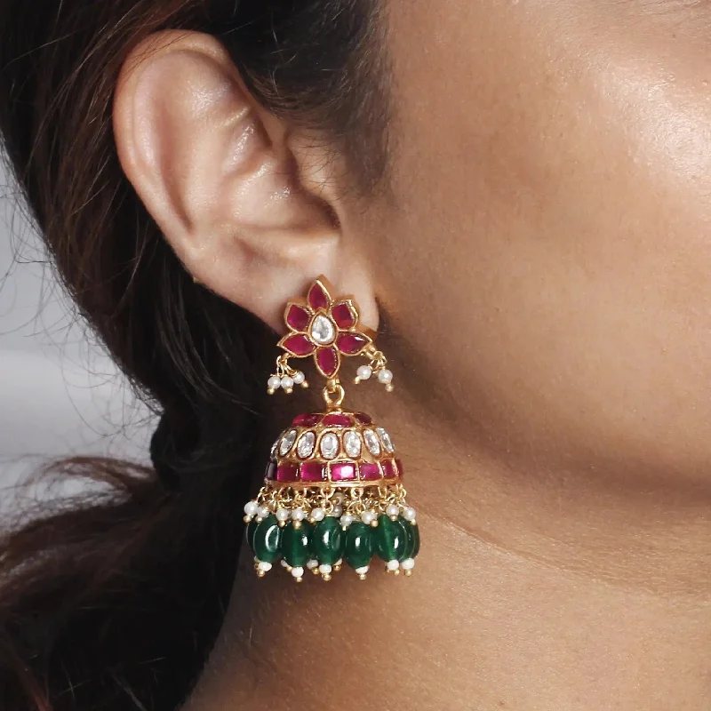 ear cuffs for women -Silver Kundan Jhumka