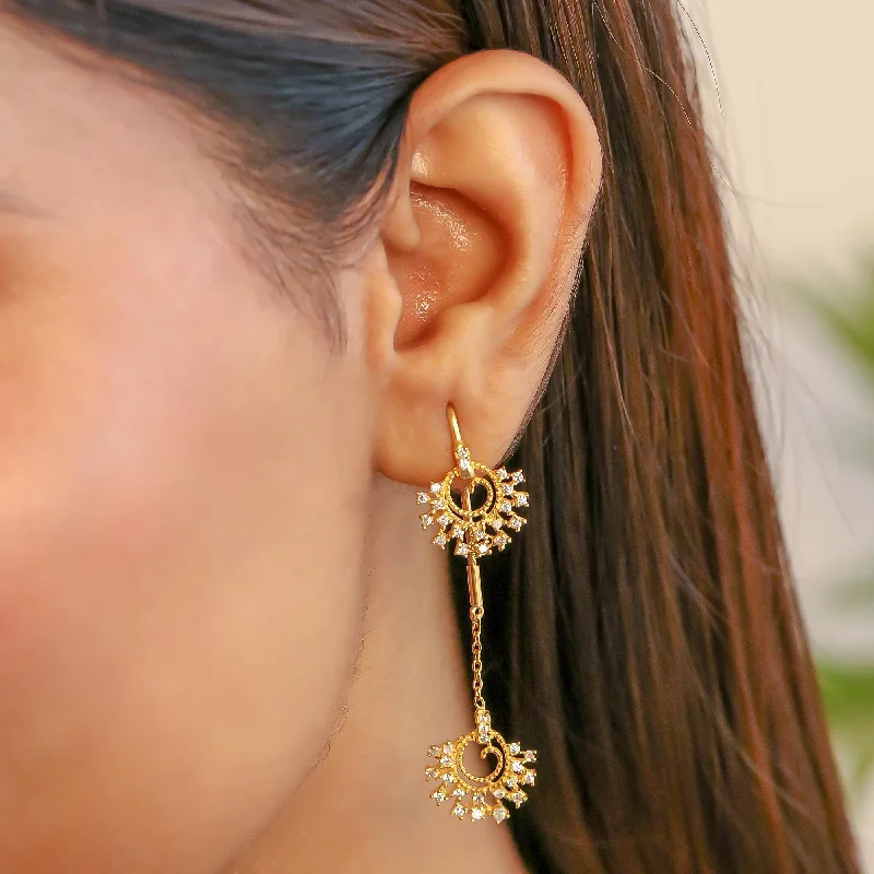 large earrings for women -Silver Sparkling Zircon sui dhaga earring