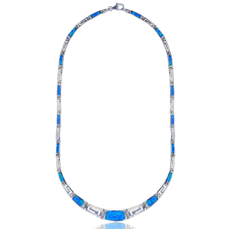 moon necklaces for women -Blue Opal Graduated Necklace (Silver)