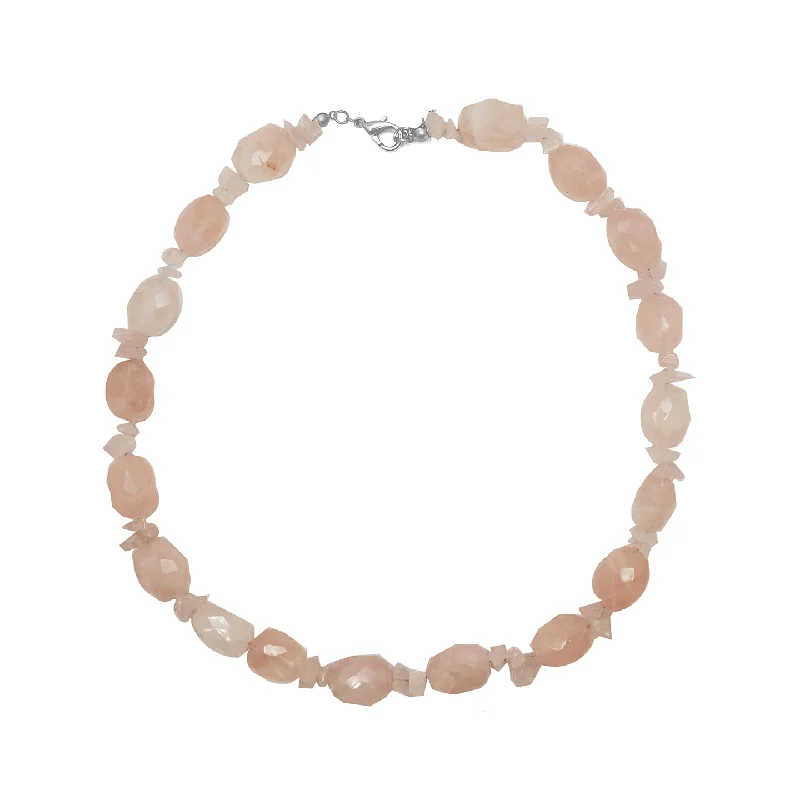 classic gold necklaces for women -Rose Quartz Shards & Pebbles Fancy Necklace