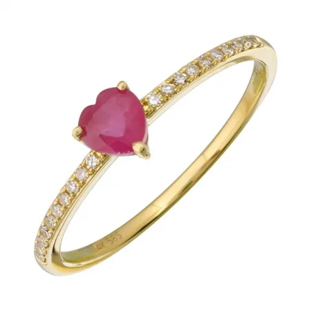 silver promise rings for women -Center Gemstone Heart Pave Band Ring