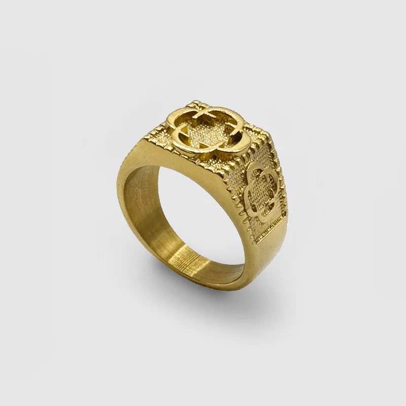 classic gold rings for women -Clover Sovereign Ring (Gold)