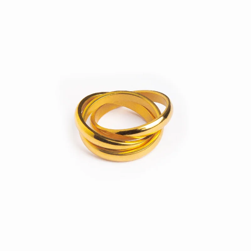 rose-cut diamond rings for women -Havana Curb Ring Stack - Gold