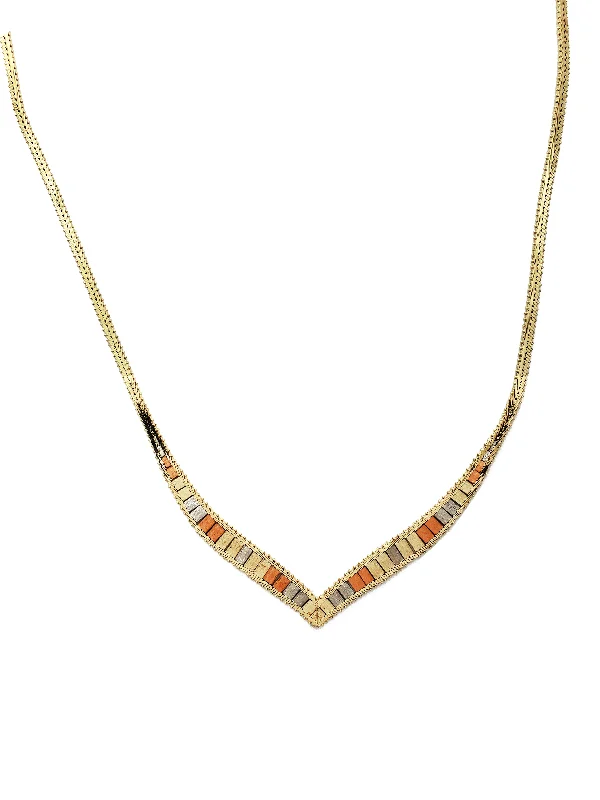 cute necklaces for women -Tricolor Xylophone Fancy Necklace (14K)