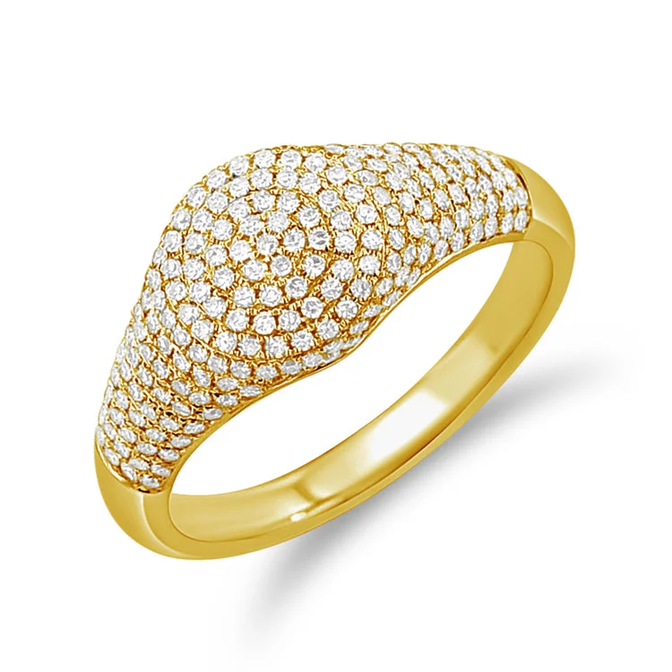 modern wedding rings for women -Small Domed Pave Signet Ring