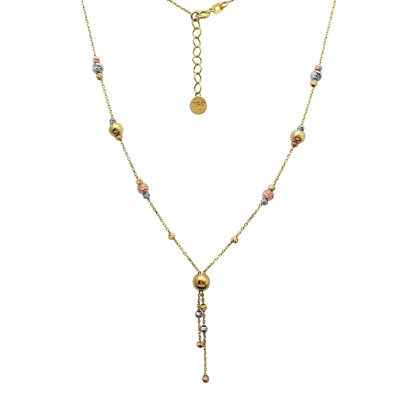 wedding necklaces for women -Tricolor Moon-cuts Beads Necklace (18K)