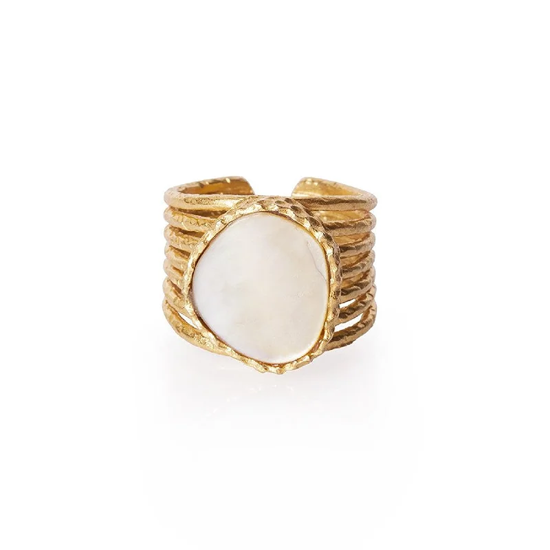 promise rings for women -Stackable Ring - Pearl