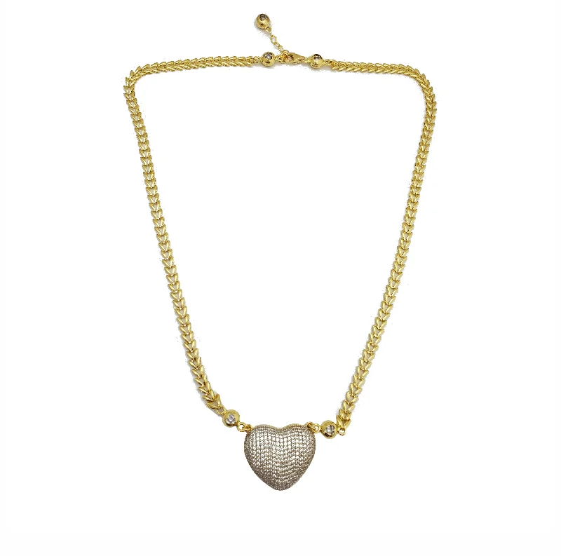 simple silver necklaces for women -Puffy Heart Necklace (14K)