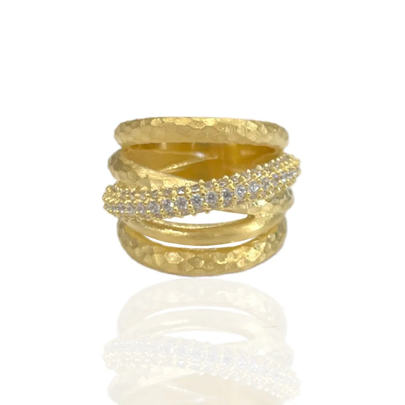 classic rings for women -GOLD ALMORA LAYERED BAND RING