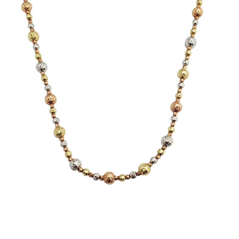 charm necklaces for women -Tricolor Bead Necklace (14K)