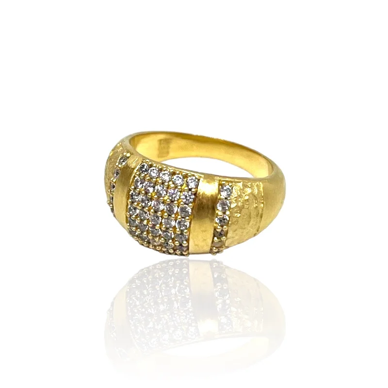 heart-shaped rings for women -GOLD PAVE COCKTAIL RING