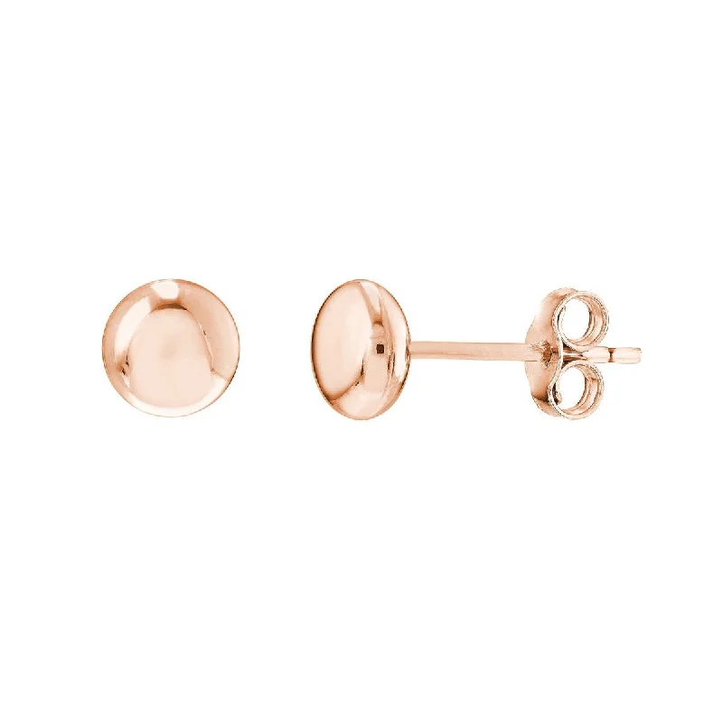 crystal earrings for women -ROSE GOLD FLAT ROUND PEBBLE STUD EARRINGS, 5.5MM