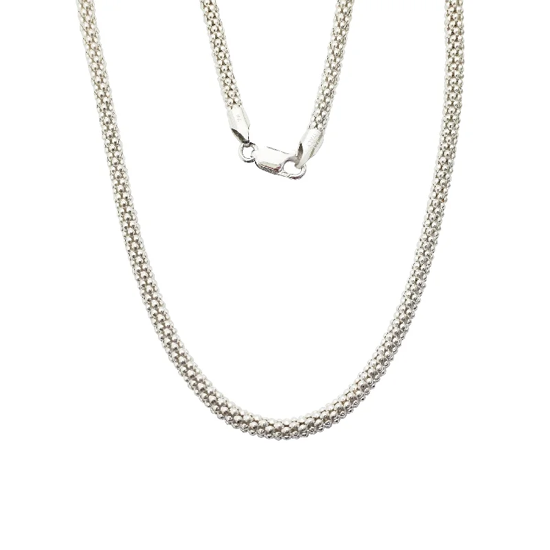 minimalist necklaces for women -Shiny Popcorn Necklace (Silver)