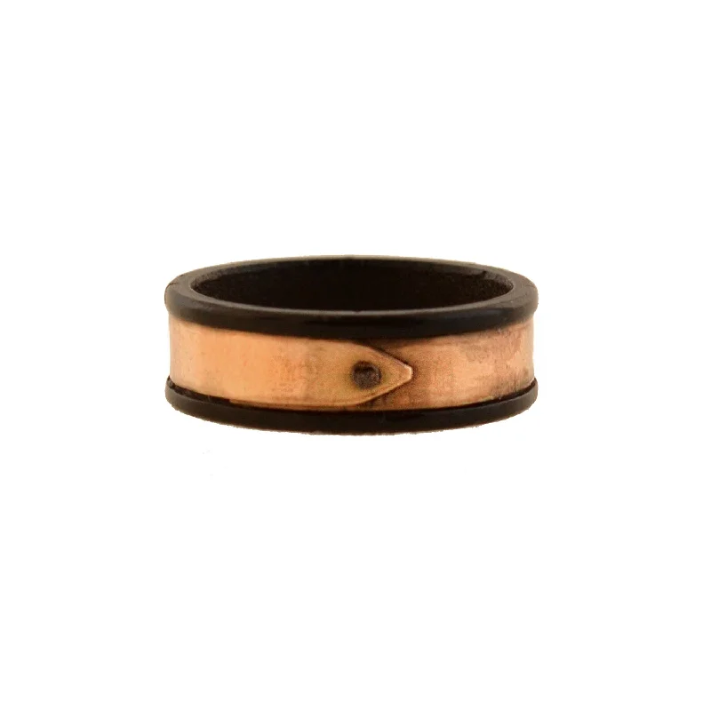 classic gold rings for women -Early Victorian 15kt Gutta-Percha Ring with Buckle Detail