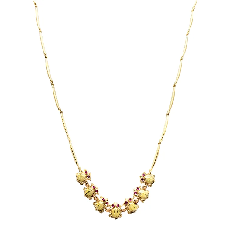 layered gold necklaces for women -Frog Cz Necklace (14K)