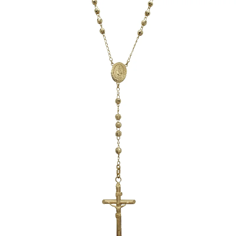 vintage gold necklaces for women -Discos-Cuts Beads Rosary Necklace (14K)