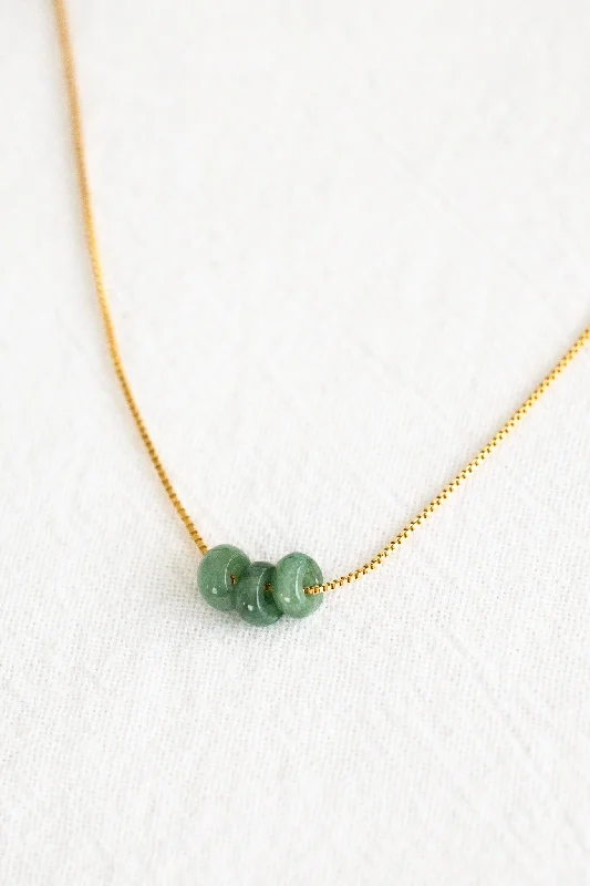 solid gold necklaces for women -Triple Donut Jade Necklace