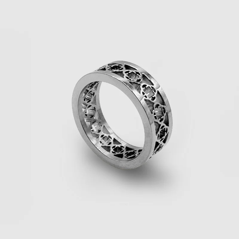 silver promise rings for women -Clover Band Ring (Silver)