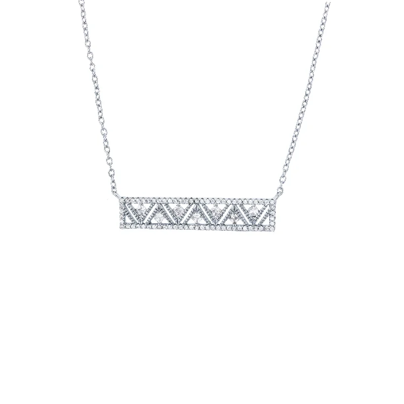 bar necklaces for women -Zigzag Bar Necklace (Silver)