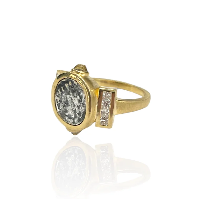 sterling silver rings for women -GOLD LEON COIN RING