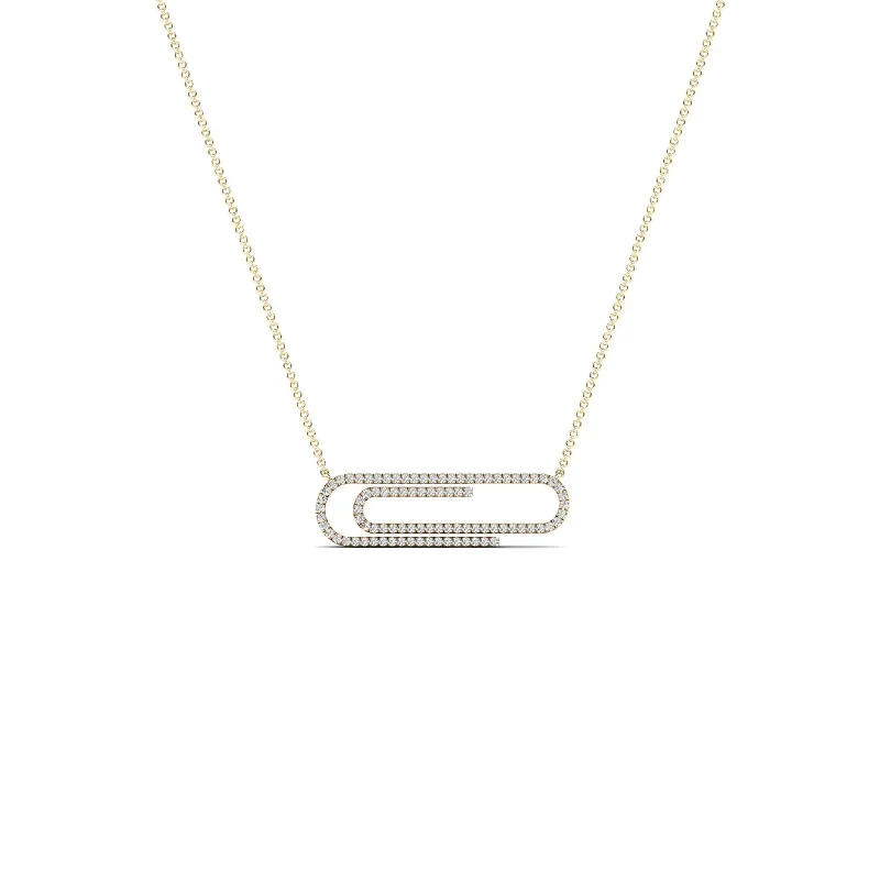 birthstone necklaces for women -Diamond Paper Clip Necklace (14K)